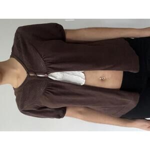 Women’s cute brown button up cotton sweater